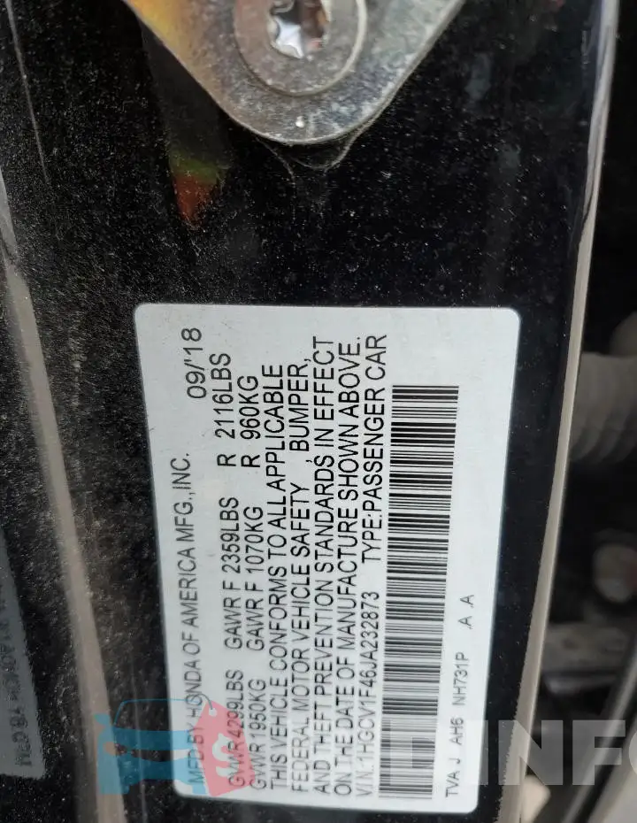 1HGCV1F46JA232873 Photo# 12