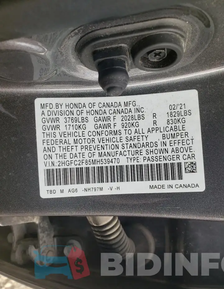 2HGFC2F85MH539470 Photo# 13