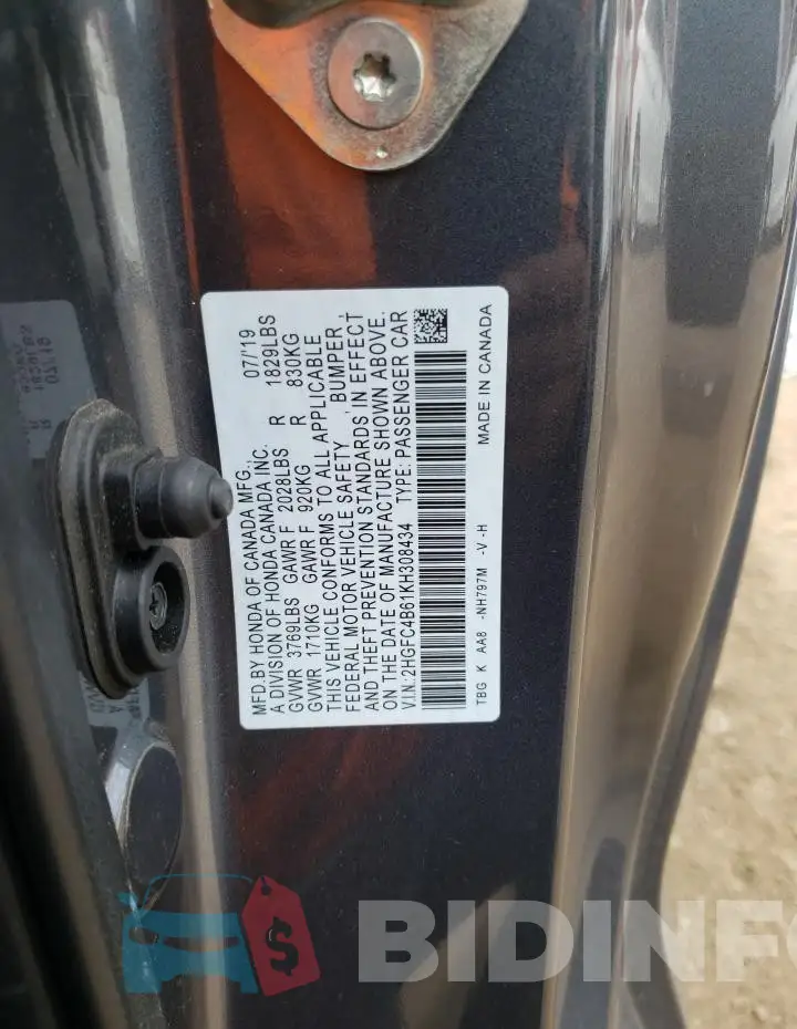2HGFC4B61KH308434 Photo# 12