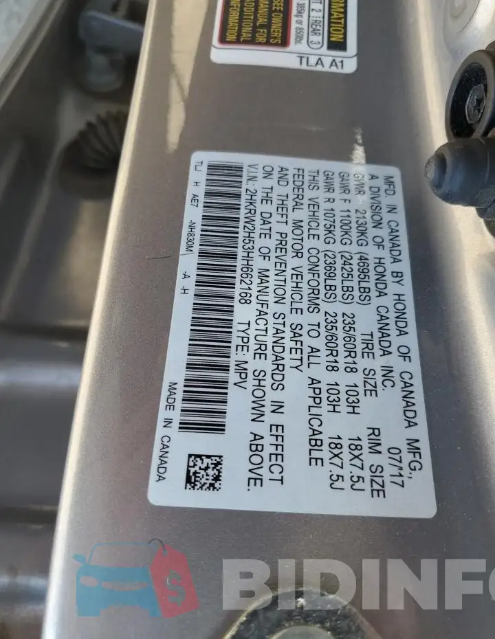 2HKRW2H53HH662168 Photo# 13