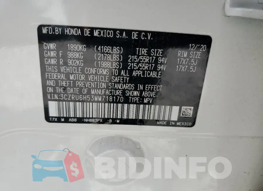 3CZRU6H53MM718170 Photo# 12