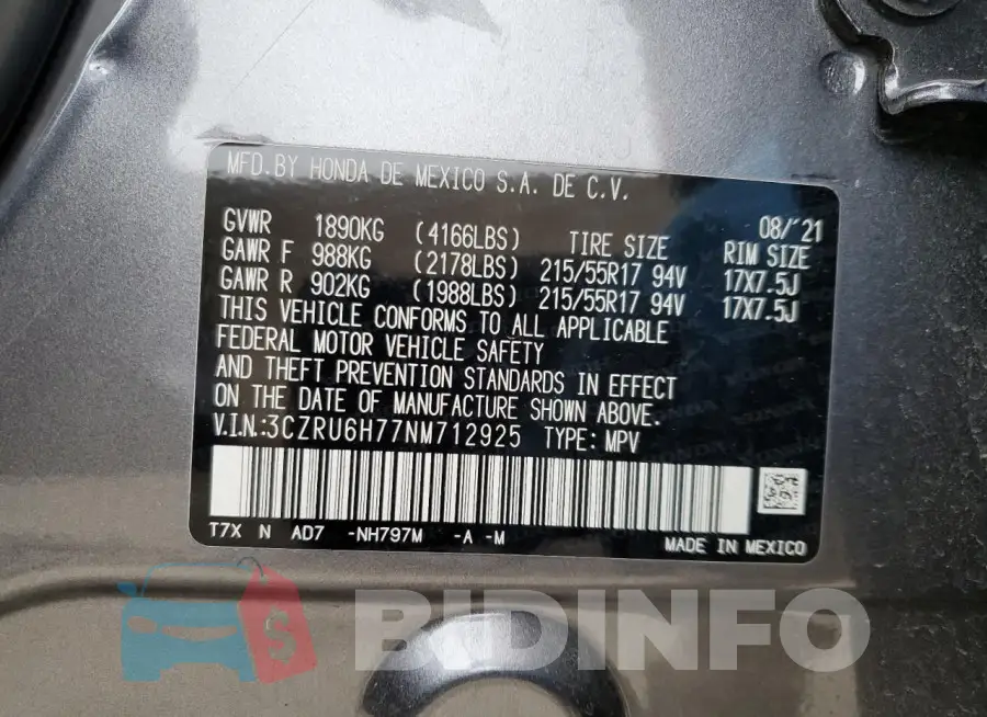3CZRU6H77NM712925 Photo# 13