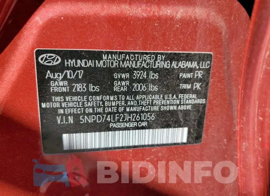 5NPD74LF2JH261056 Photo# 12