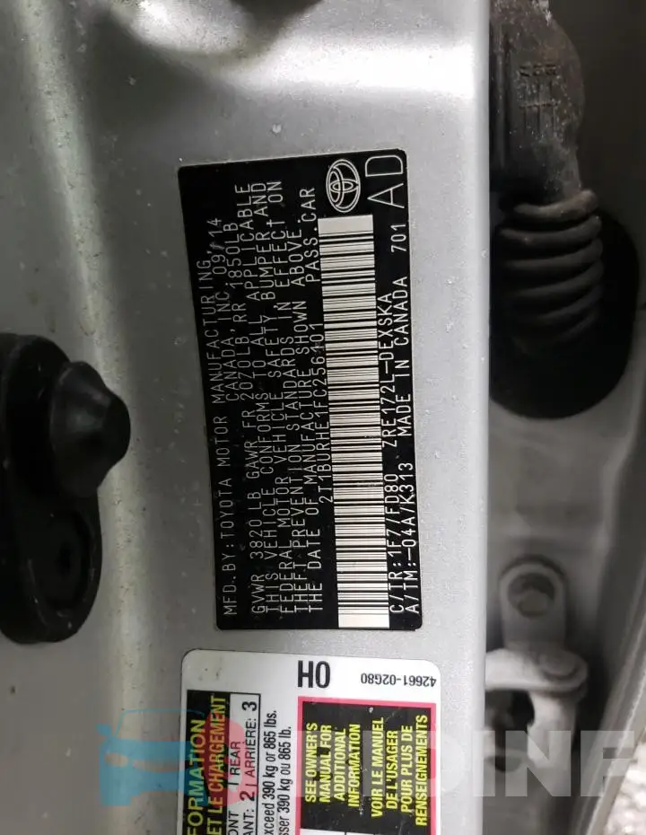 2T1BURHE1FC256101 Photo# 12