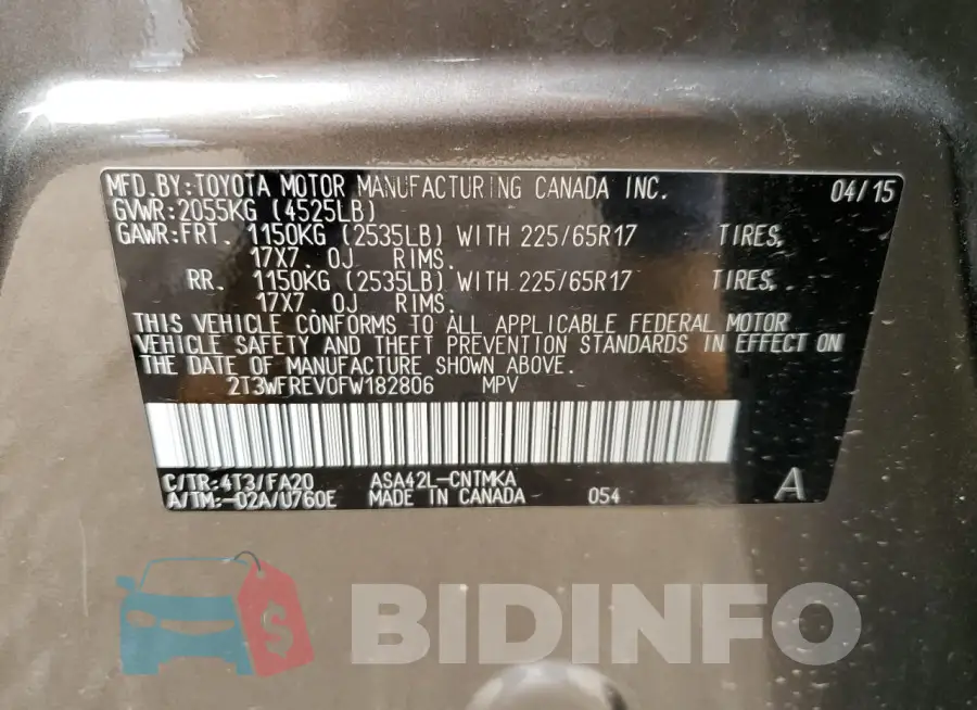 2T3WFREV0FW182806 Photo# 13
