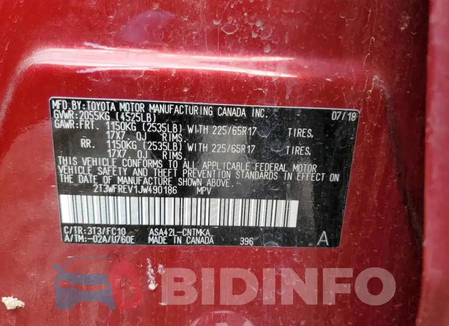 2T3WFREV1JW490186 Photo# 13