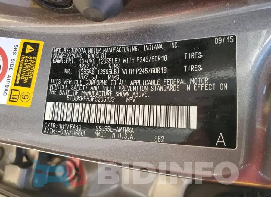 5TDBKRFH3FS206133 Photo# 13