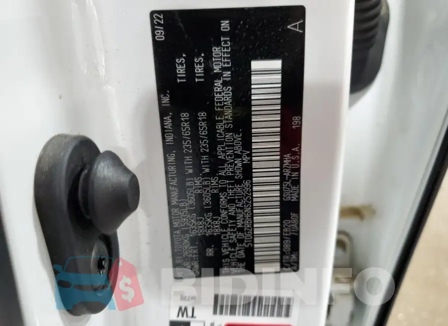 5TDGZRBH6NS252996 Photo# 12