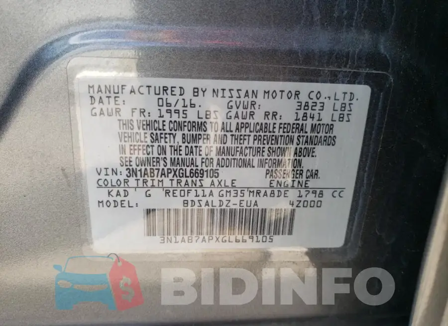 3N1AB7APXGL669105 Photo# 13
