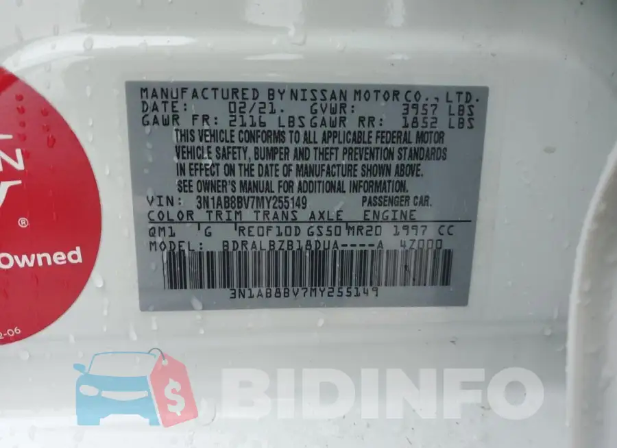 3N1AB8BV7MY255149 Photo# 12