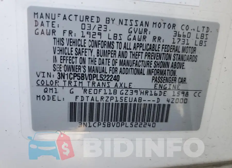 3N1CP5BV0PL522240 Photo# 13