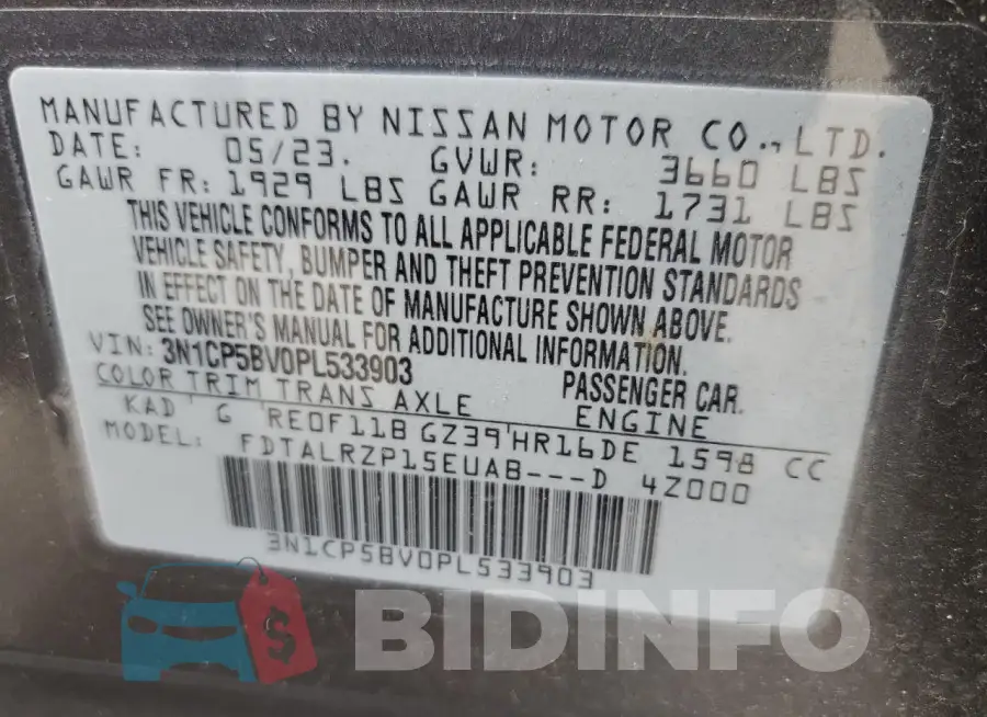 3N1CP5BV0PL533903 Photo# 12