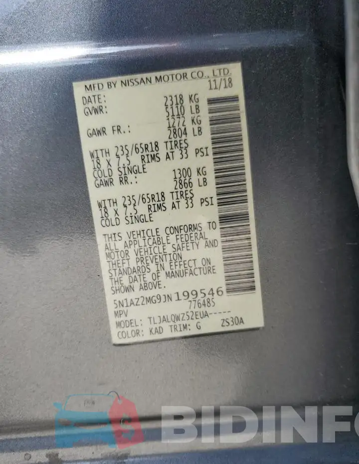 5N1AZ2MG9JN199546 Photo# 13