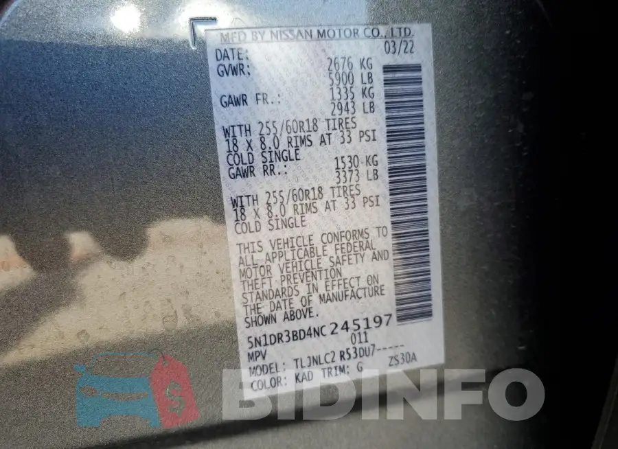 5N1DR3BD4NC245197 Photo# 13