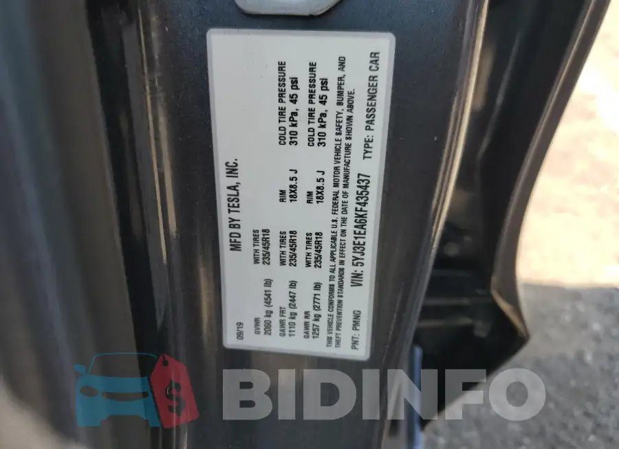 5YJ3E1EA6KF435437 Photo# 12