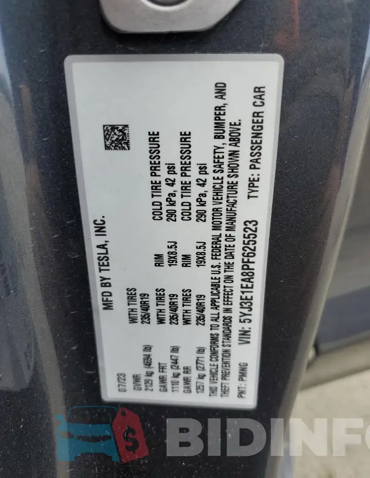 5YJ3E1EA8PF625523 Photo# 13