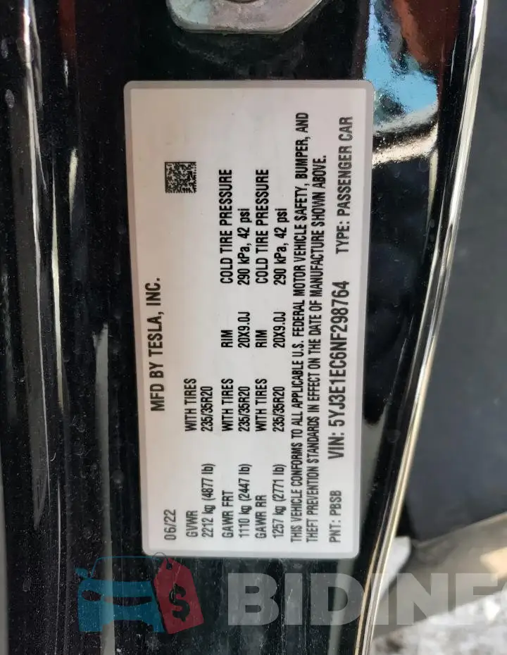 5YJ3E1EC6NF298764 Photo# 12