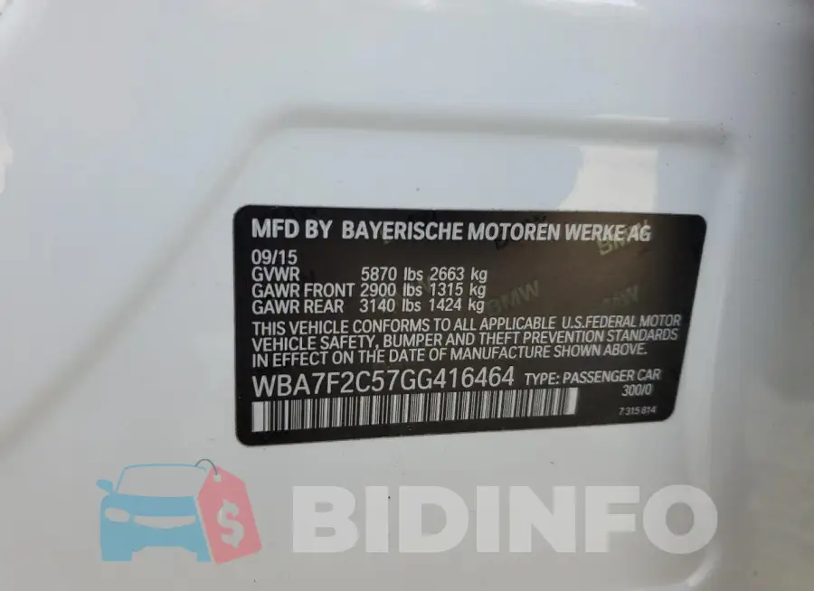 WBA7F2C57GG416464 Photo# 12