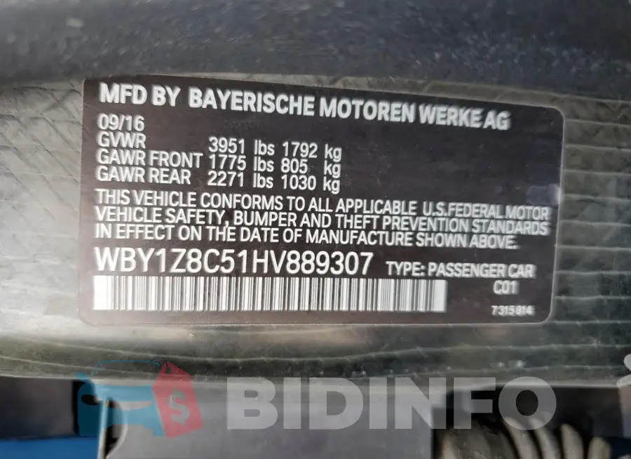WBY1Z8C51HV889307 Photo# 12