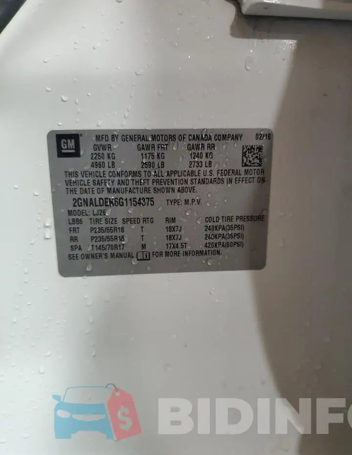 2GNALDEK6G1154375 Photo# 13