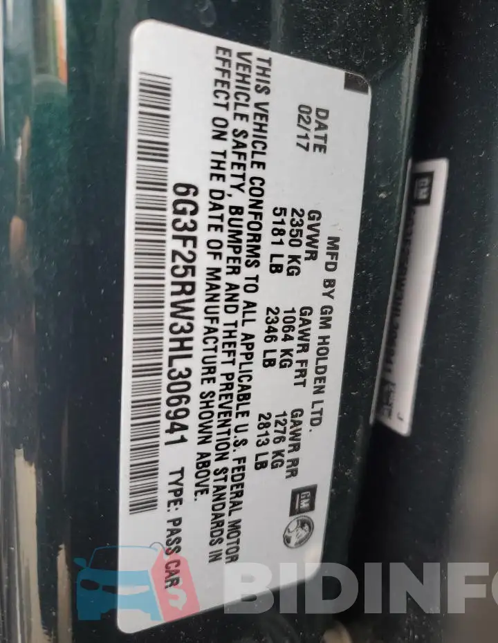6G3F25RW3HL306941 Photo# 12