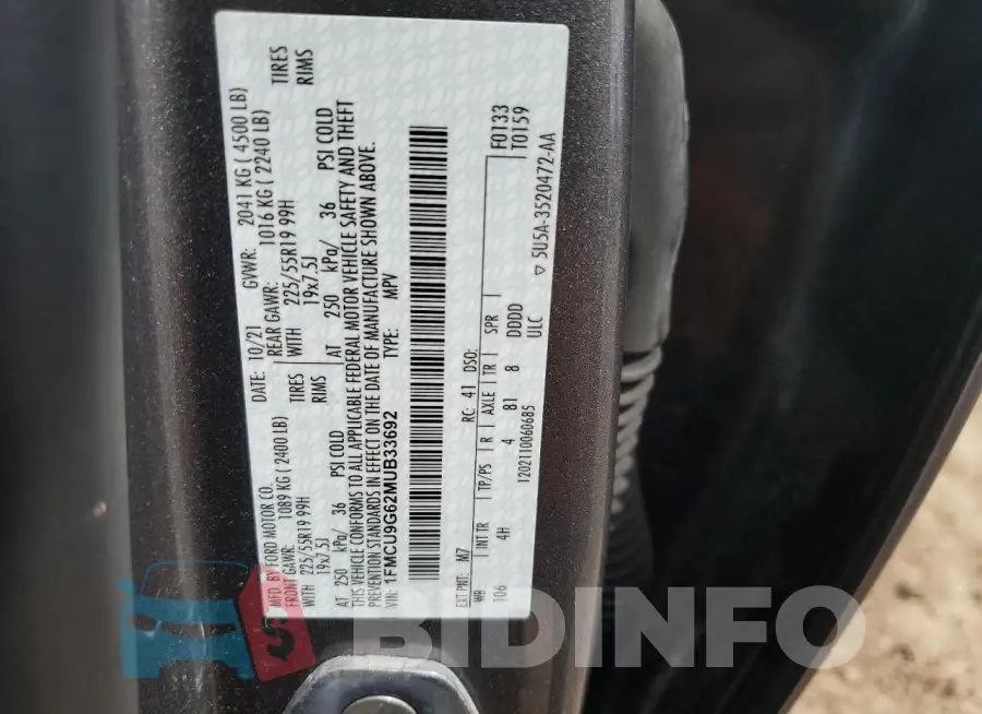 1FMCU9G62MUB33692 Photo# 12
