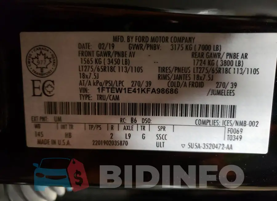 1FTEW1E41KFA98686 Photo# 12