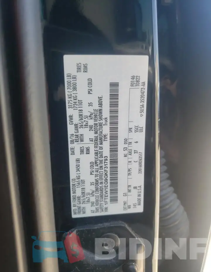 1FTEW1EG9GKF31793 Photo# 12