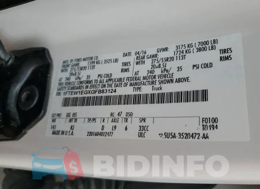 1FTEW1EGXGFB83124 Photo# 12