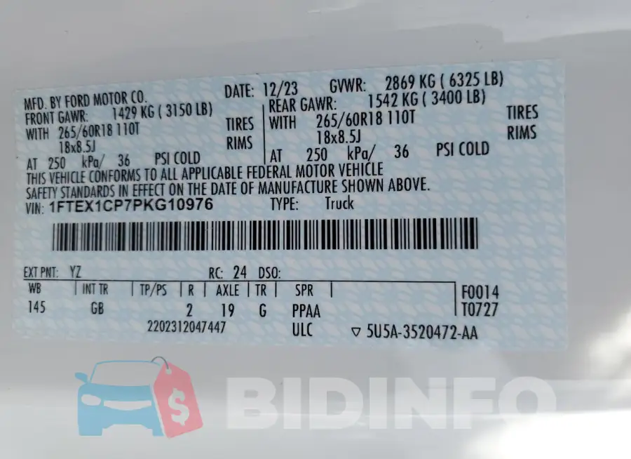 1FTEX1CP7PKG10976 Photo# 12