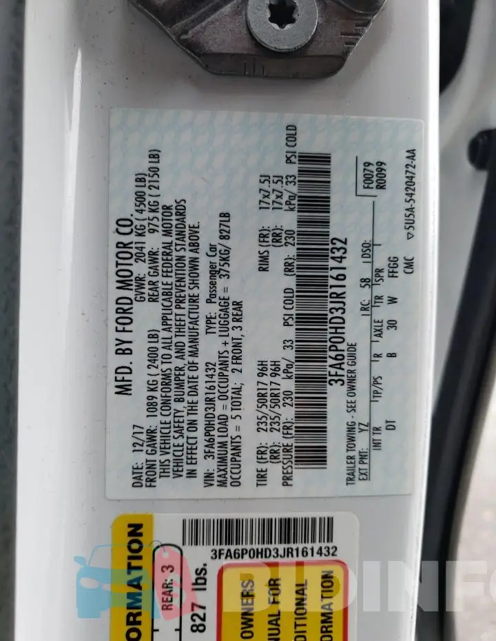3FA6P0HD3JR161432 Photo# 12