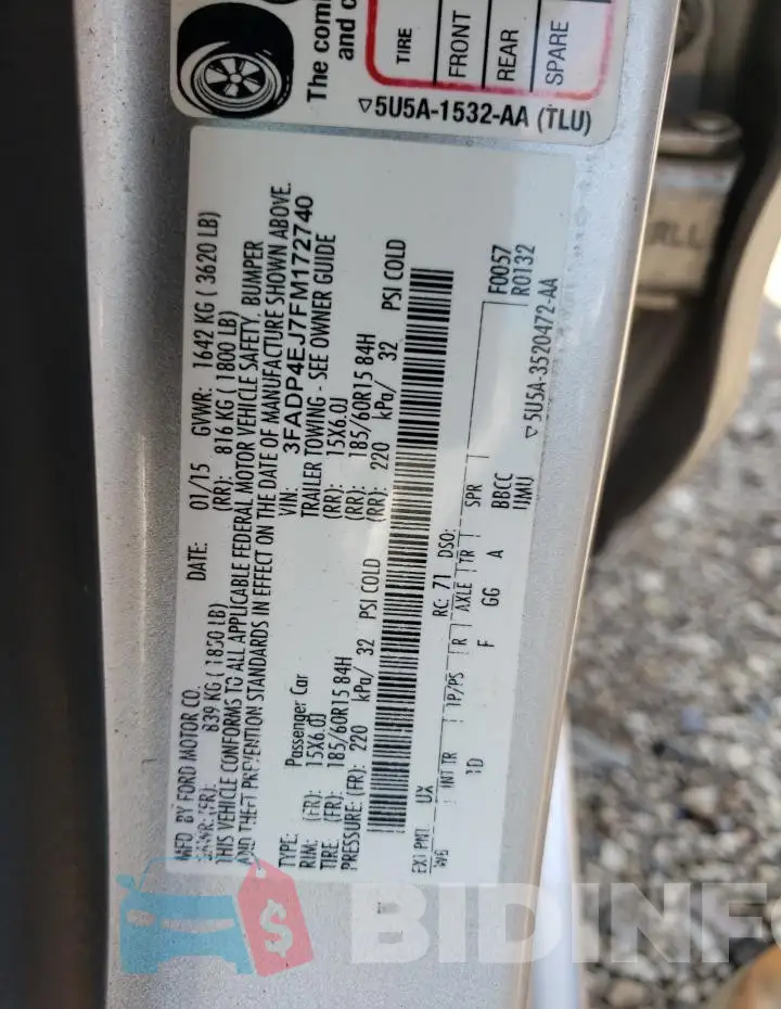 3FADP4EJ7FM172740 Photo# 12