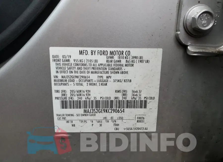 MAJ3S2GE9KC290654 Photo# 13