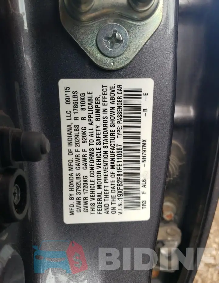 19XFB2F81FE110567 Photo# 13