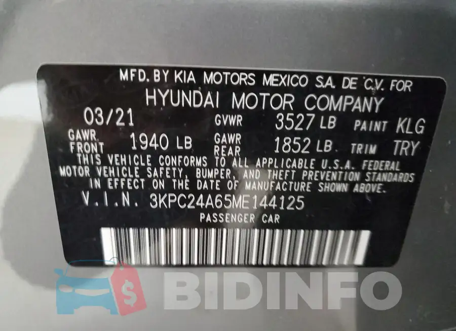 3KPC24A65ME144125 Photo# 13
