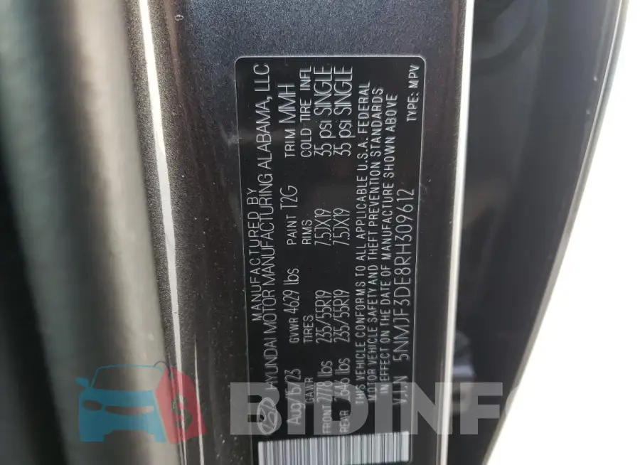 5NMJF3DE8RH309612 Photo# 13