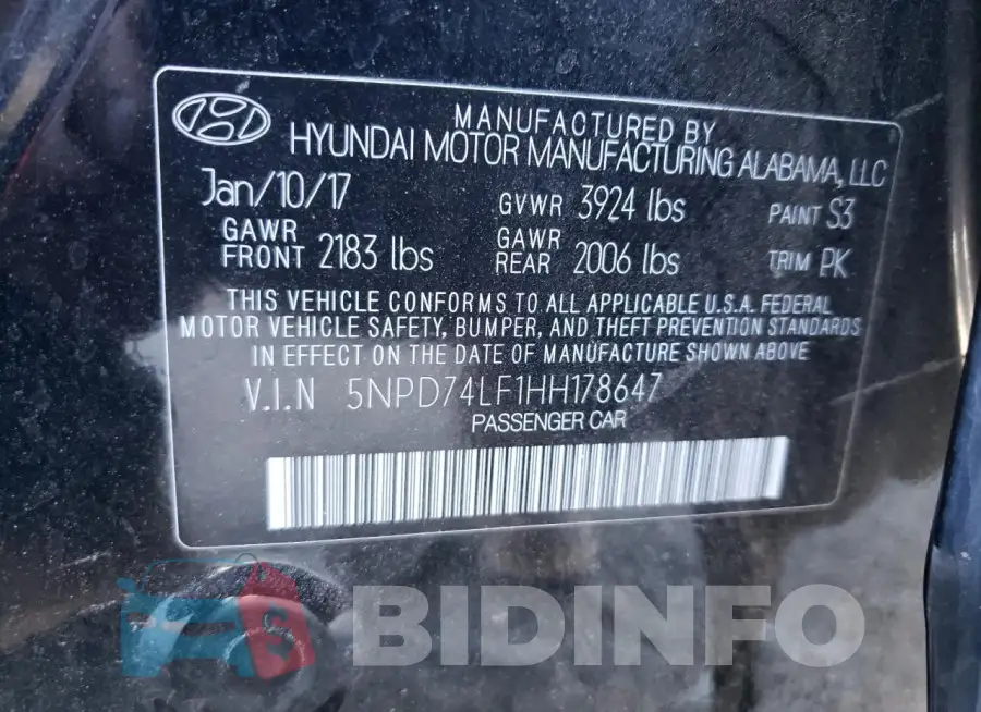 5NPD74LF1HH178647 Photo# 12