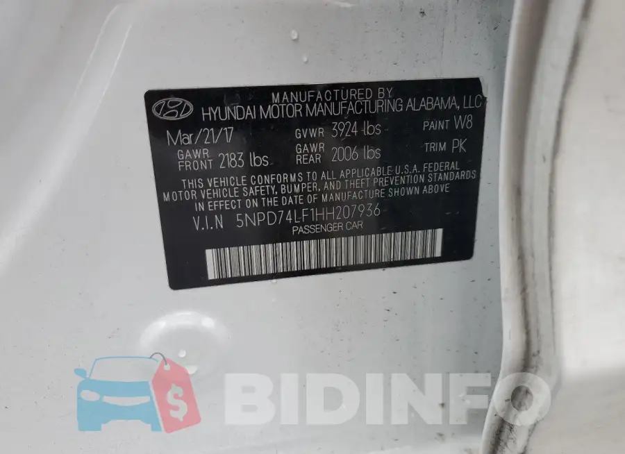 5NPD74LF1HH207936 Photo# 12