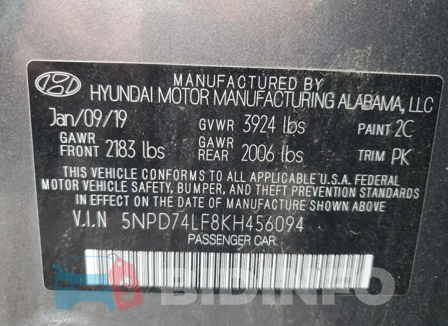 5NPD74LF8KH456094 Photo# 13