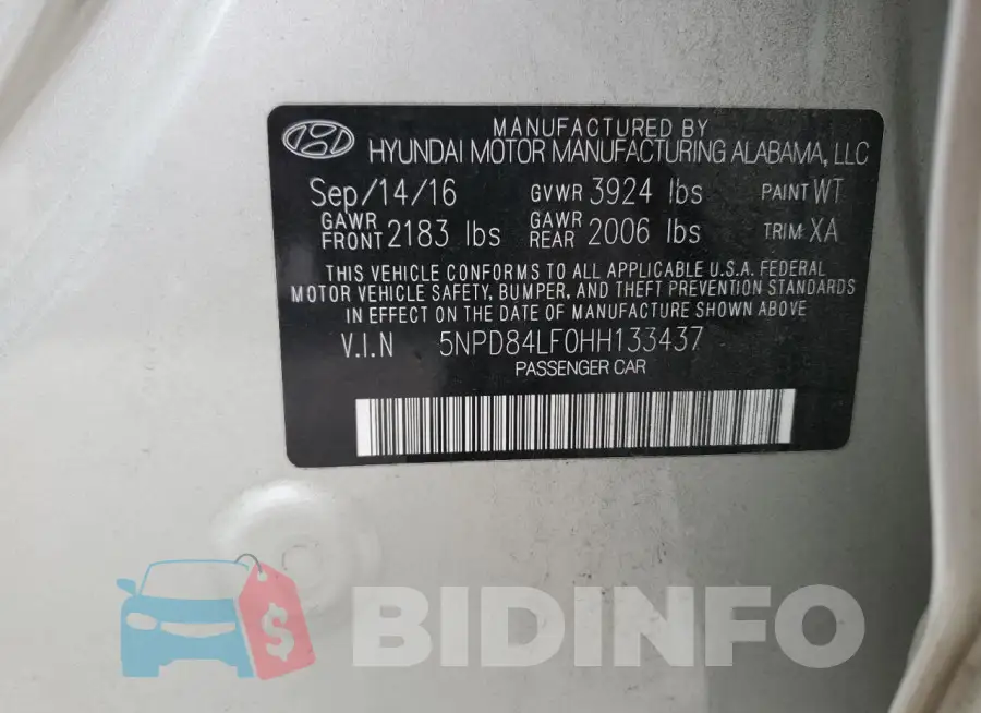 5NPD84LF0HH133437 Photo# 12