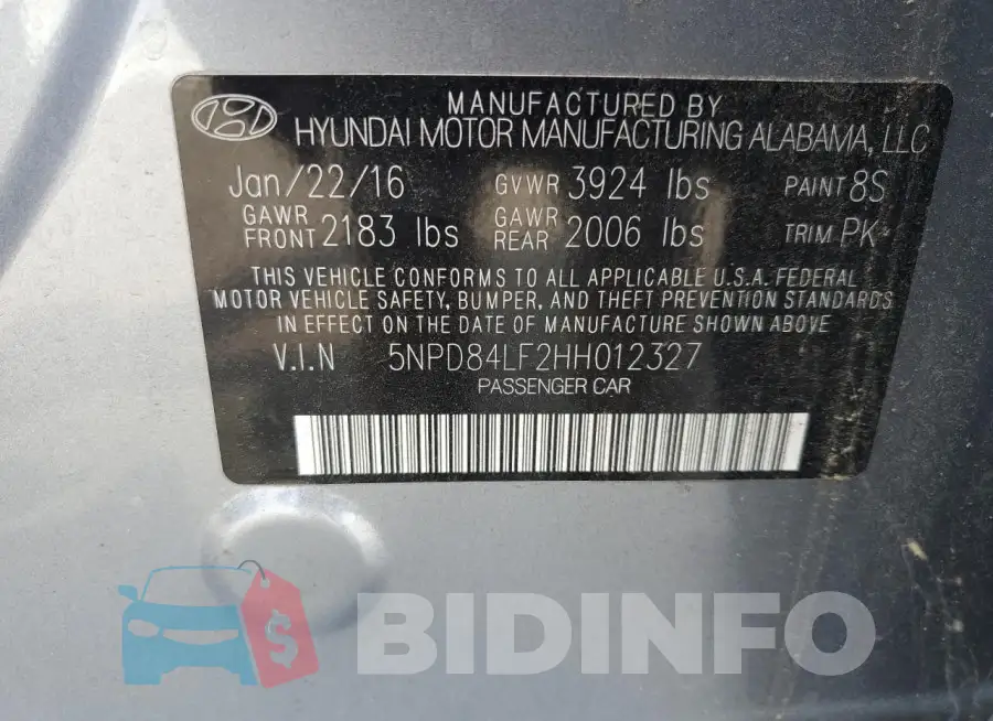 5NPD84LF2HH012327 Photo# 13