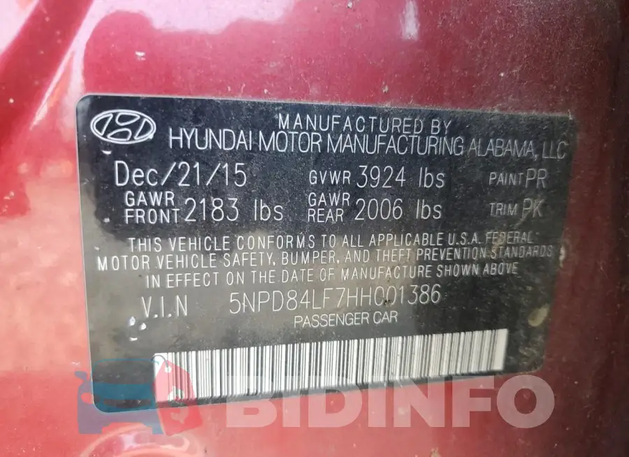 5NPD84LF7HH001386 Photo# 12