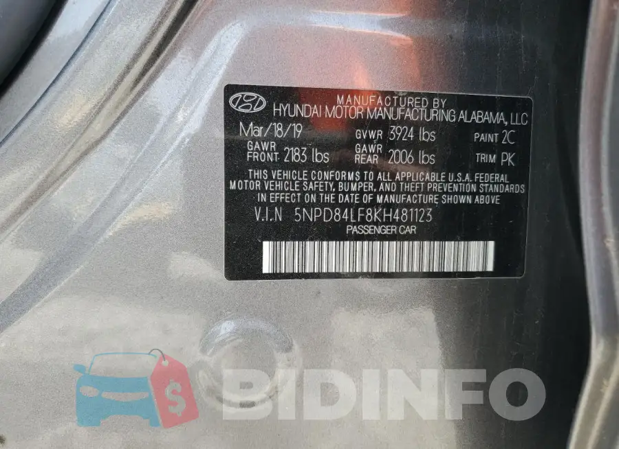 5NPD84LF8KH481123 Photo# 12
