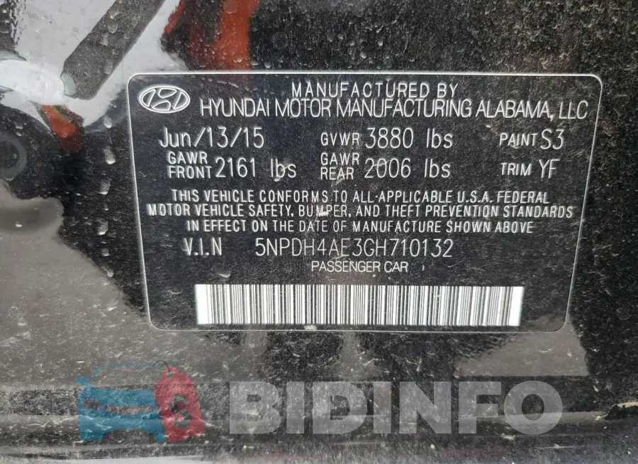5NPDH4AE3GH710132 Photo# 13