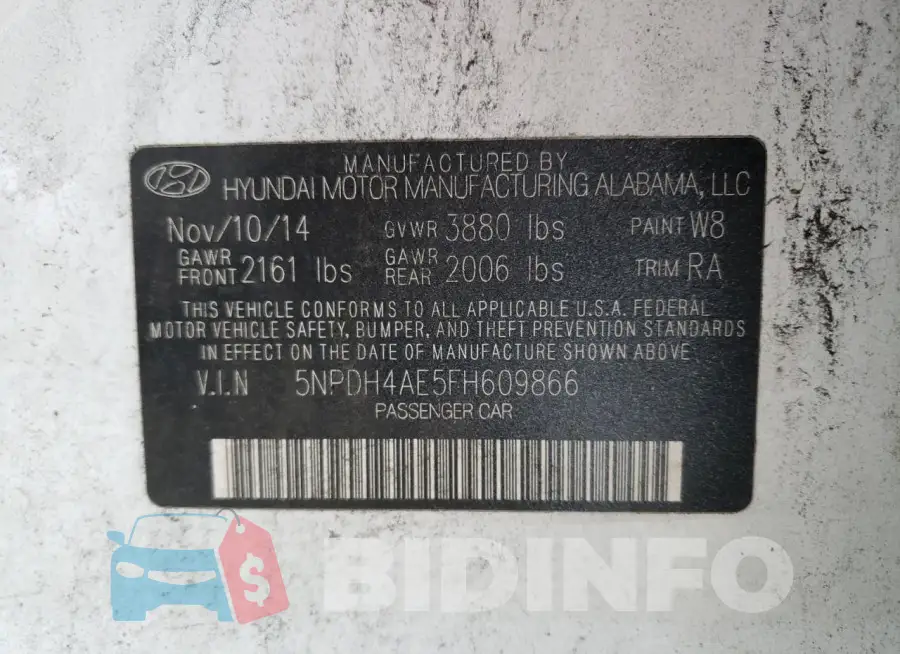 5NPDH4AE5FH609866 Photo# 13