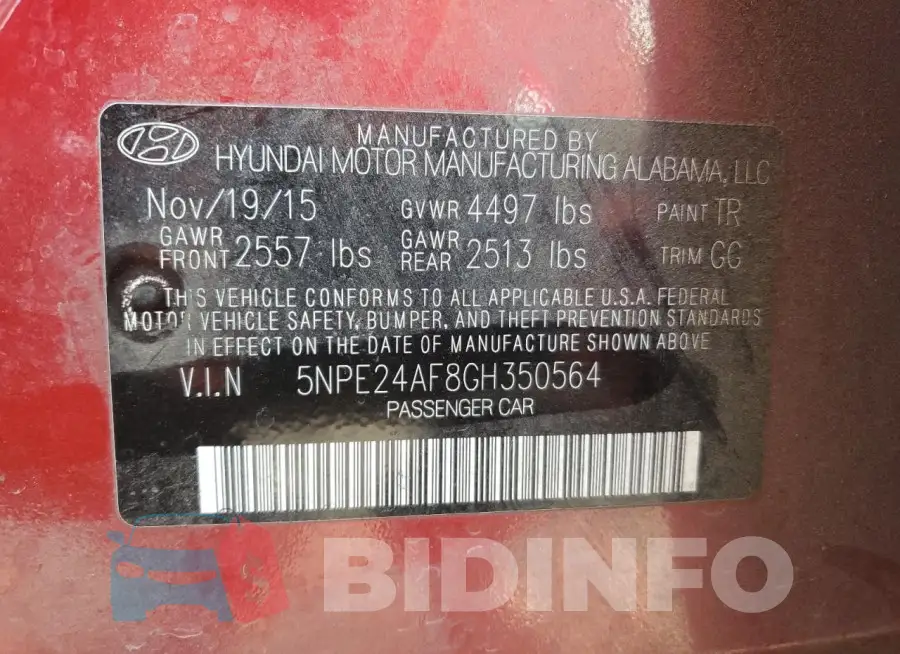 5NPE24AF8GH350564 Photo# 13