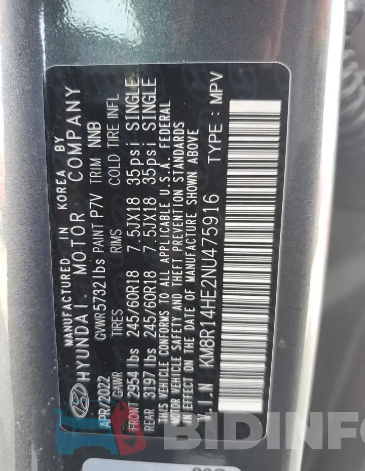 KM8R14HE2NU475916 Photo# 13