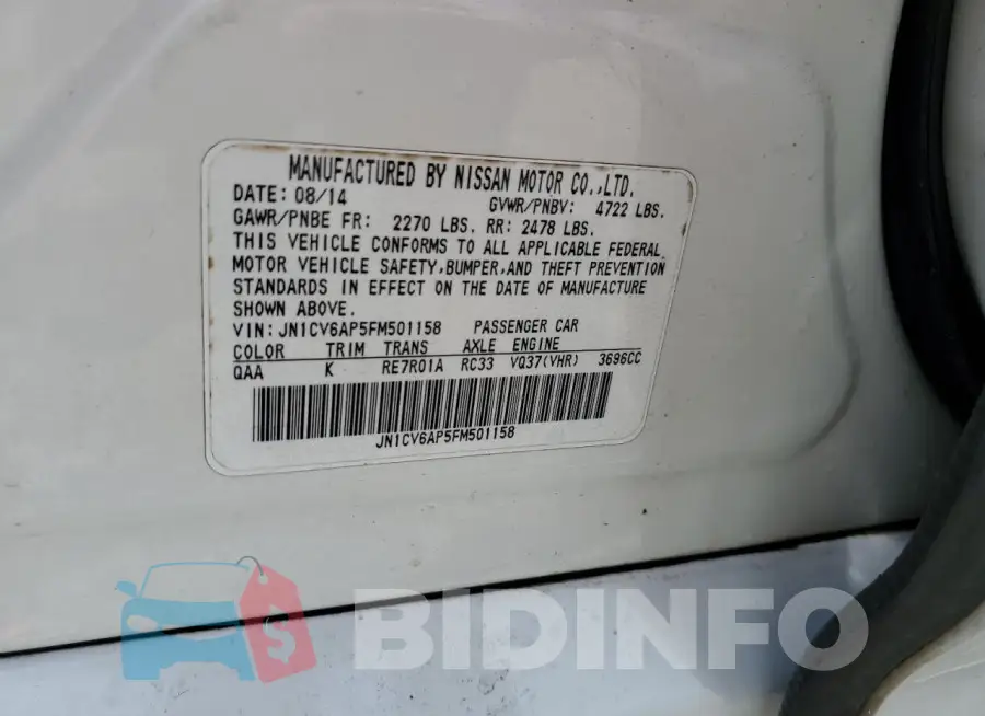 JN1CV6AP5FM501158 Photo# 12