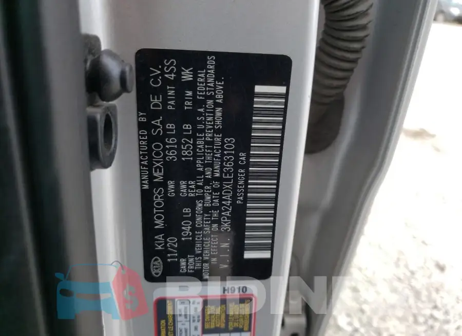 3KPA24ADXLE363103 Photo# 12
