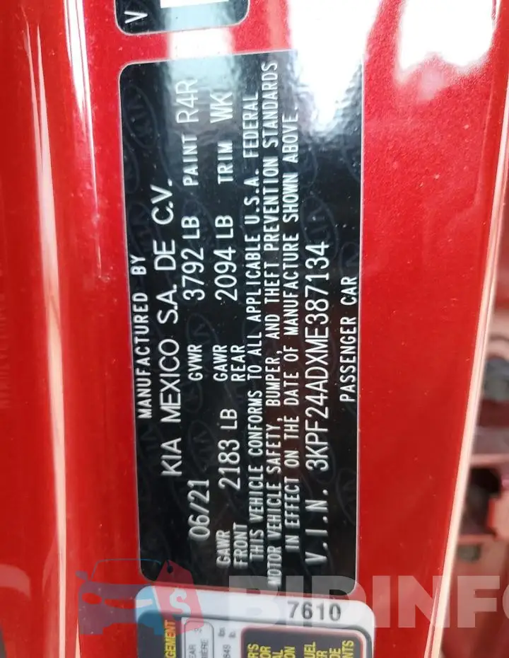 3KPF24ADXME387134 Photo# 13